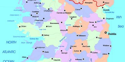 Mapa político de irlanda e irlanda do norte