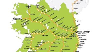 Viaxar en tren en irlanda mapa