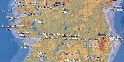 Mapa de irlanda montañas 