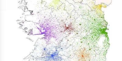 Irlanda densidade de poboación mapa