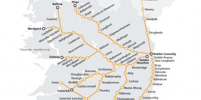 A viaxe de tren en irlanda mapa