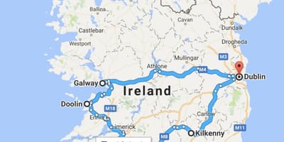 Mapa de irlanda viaxe planner