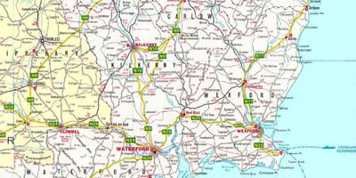 Mapa do sueste de irlanda
