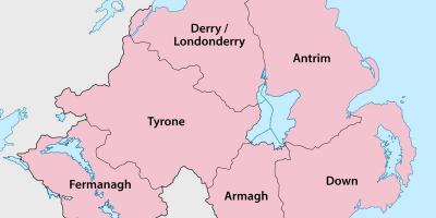 Mapa de irlanda do norte condados e cidades
