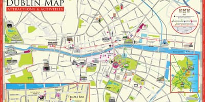 Mapa de dublín, irlanda atraccións turísticas