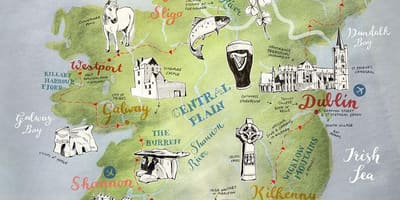 Mapa de mapa de irlanda cartel