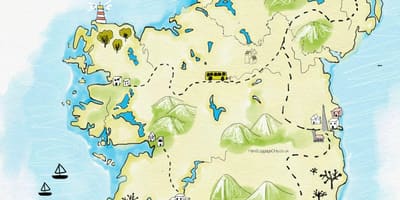 Mapa de lugares para visitar en irlanda