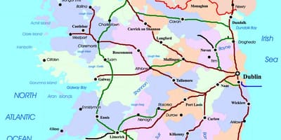 Mapa de rutas de tren en irlanda