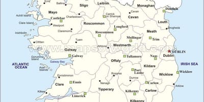Mapa do mapa político de irlanda