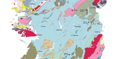 Mapa do mapa xeolóxico de irlanda