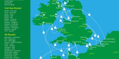 Mapa de portos en irlanda