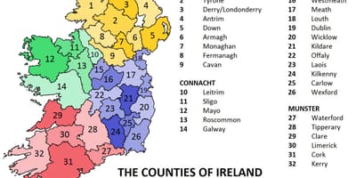 Mapa de irlanda mostrando provincias