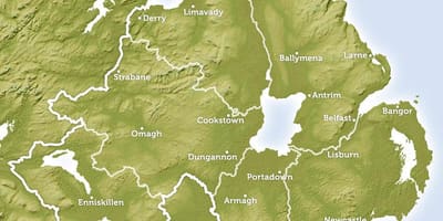 Mapa de ríos de irlanda do norte