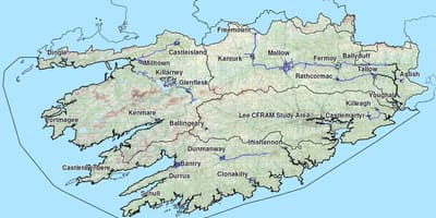 Mapa detallado do suroeste de irlanda