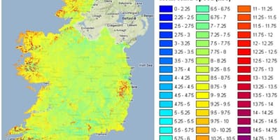Velocidade do vento mapa de irlanda
